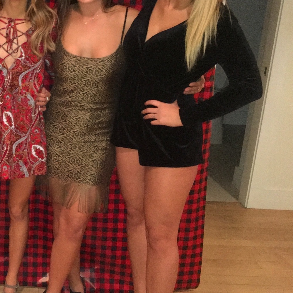 Long Sleeve Black Velvet Romper